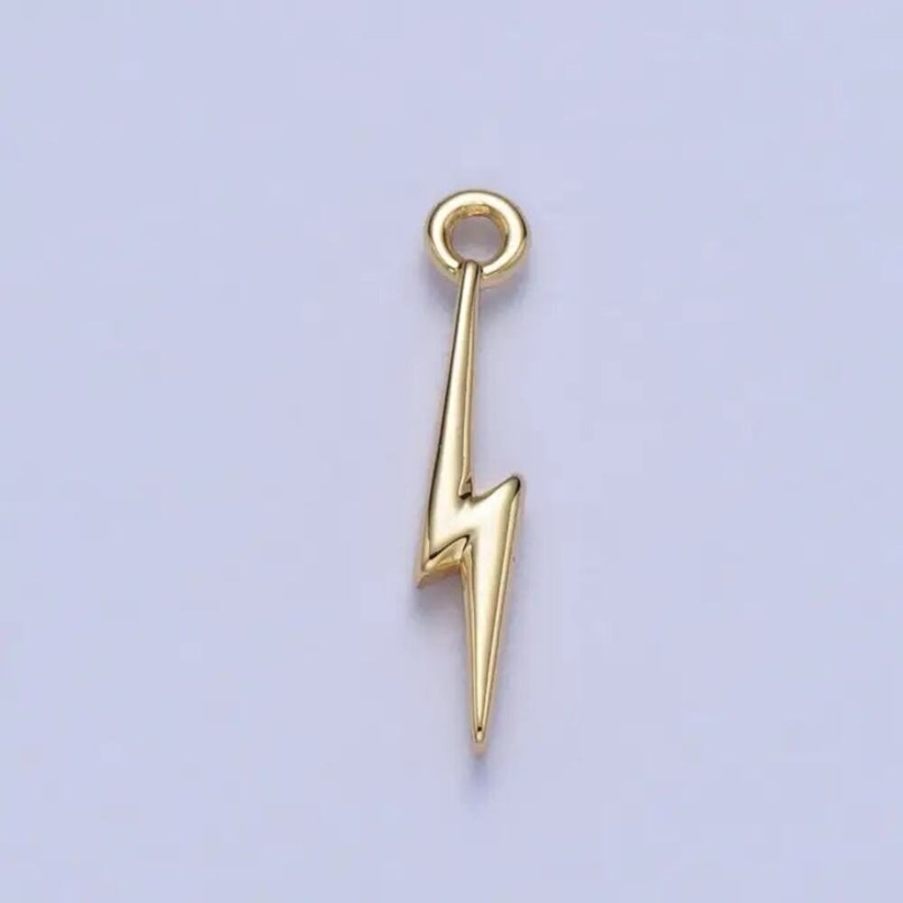 NWT Aim Eternal Gold Lightning Bolt Mini Charm Storm Thunder Rhodium Plated